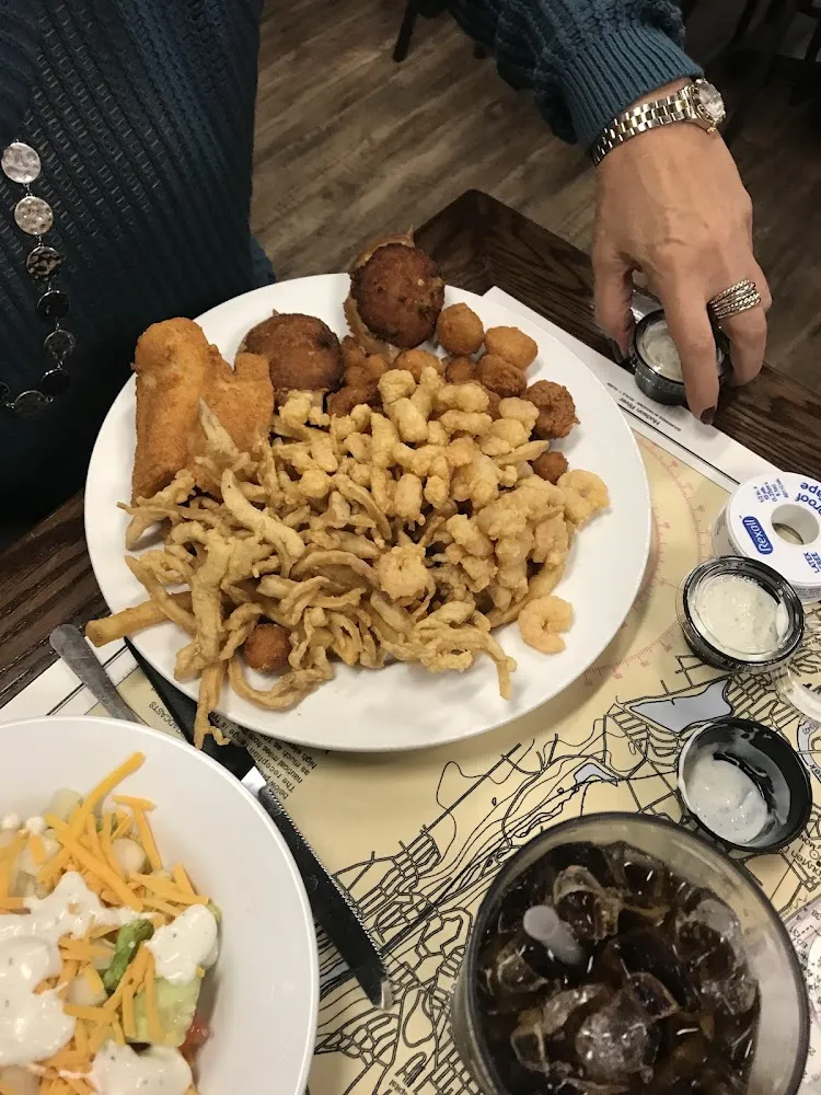 Fried Clams and Fish with Hush Puppy’S